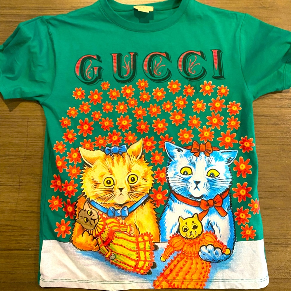 Gucci Kid’s Cotton Cat Print T-Shirt Size 10Y